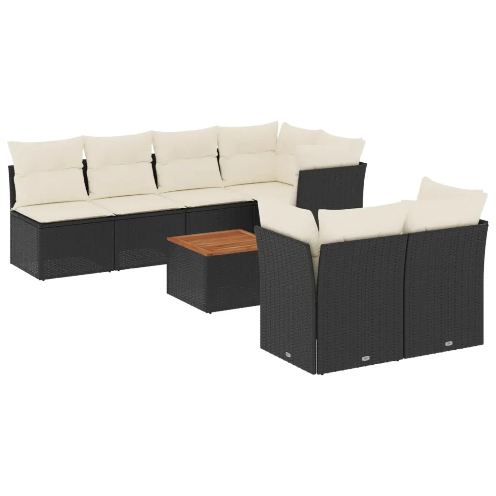 Set Divani da Giardino con Cuscini 8 pz Nero in Polyrattan 3255846
