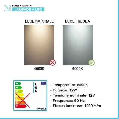 Specchio bagno 50x60 cm illuminazione perimetrale e installazione reversibile