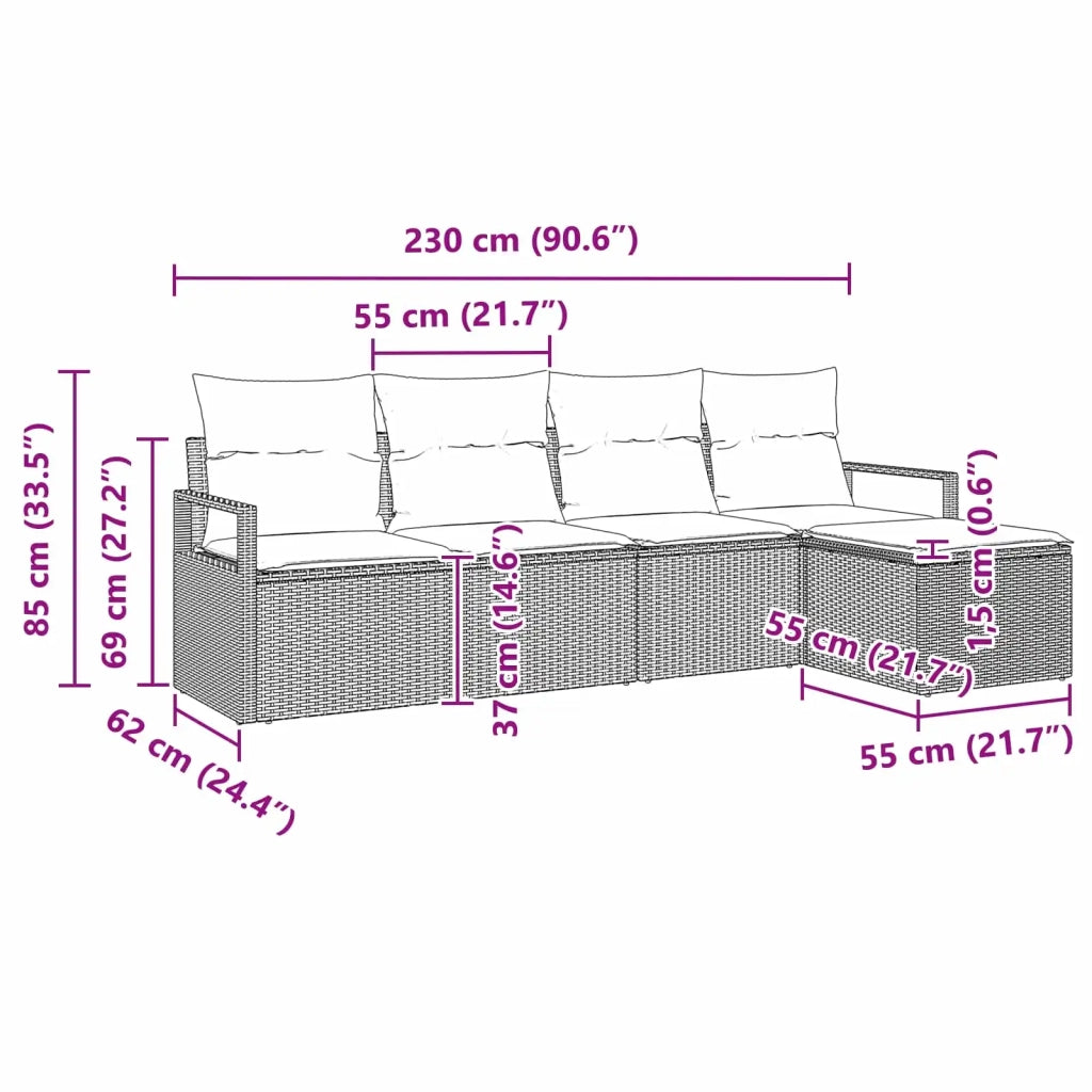Set di divani 5 pcs Nero polyrattan 3346346