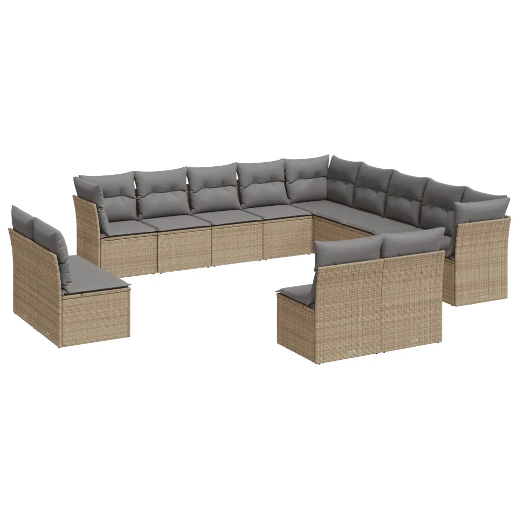 Set Divani da Giardino 12 pz con Cuscini Beige in Polyrattan 3218419