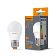 Lampadina LED G45 bianca 7W E27 calda 3000K 630lm Videx