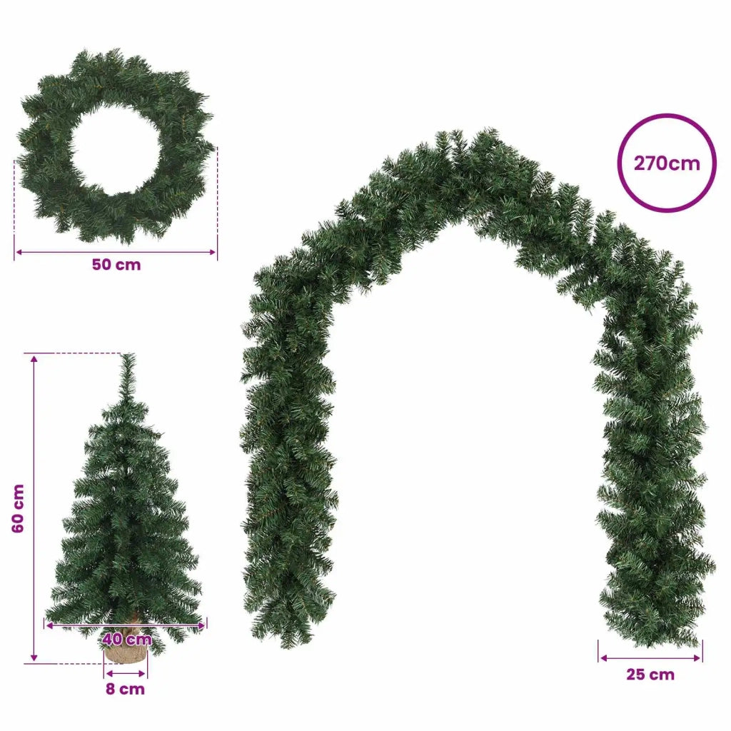 Set mini alberi di Natale 60 cm PVC Verde 3468429