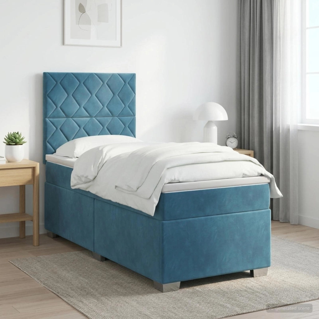 Letto box spring con materasso Blu 80 x 200 cm Velluto 3453540