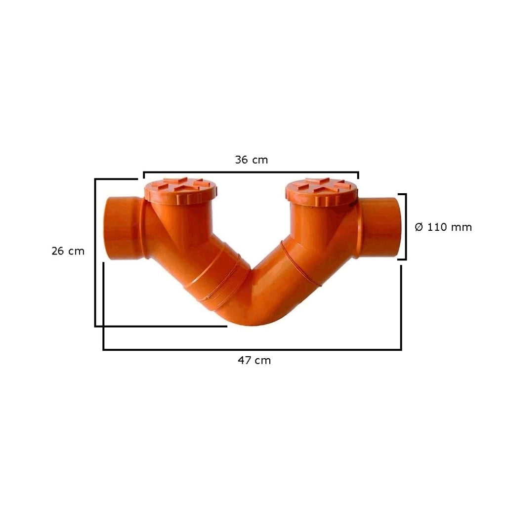 Sifone firenze orizzontale in pvc  (2 Tappi) : Diametro - 110