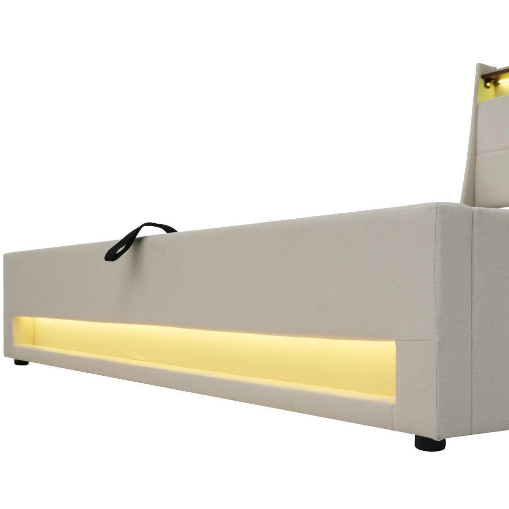 Letto matrimoniale imbottito 160x200 con materasso incluso e LED