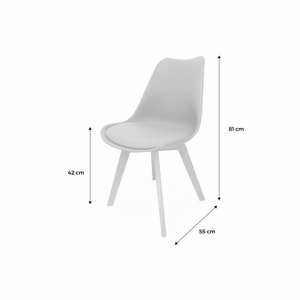 Set 4 sedie scandinave imbottite con gambe in legno , verde celadon