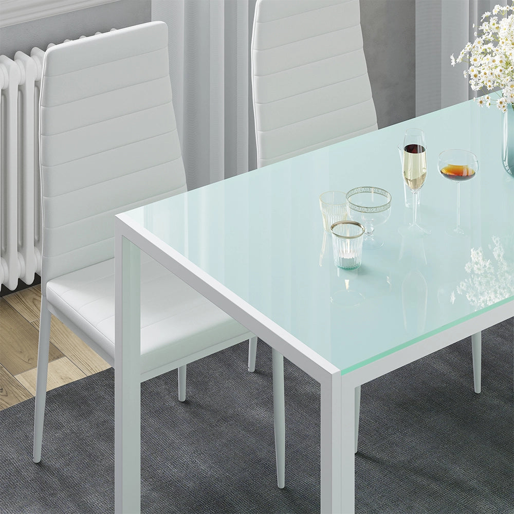 Vicco Set da pranzo Bianco 120 x 75 cm con 4 sedie