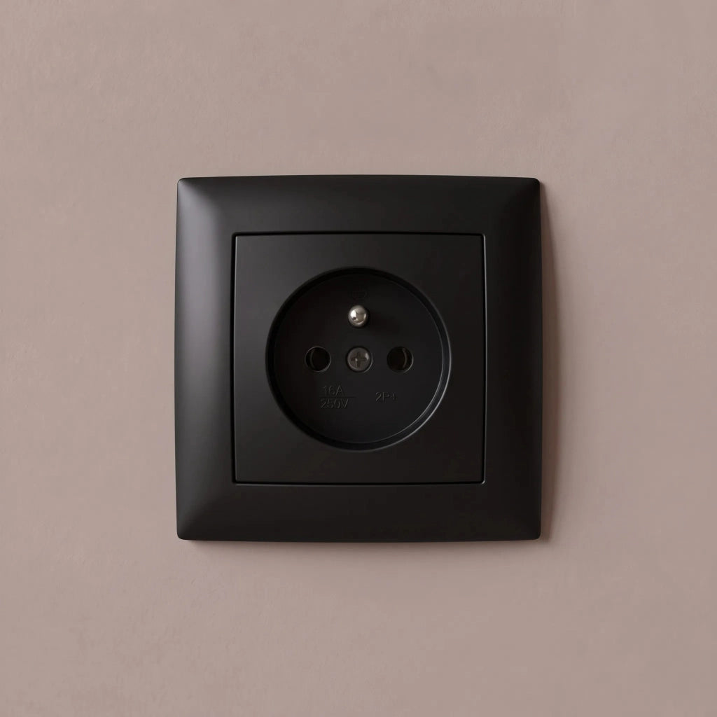 Presa Singola Con Messa A Terra E Placca Oste Jnh001-g Black