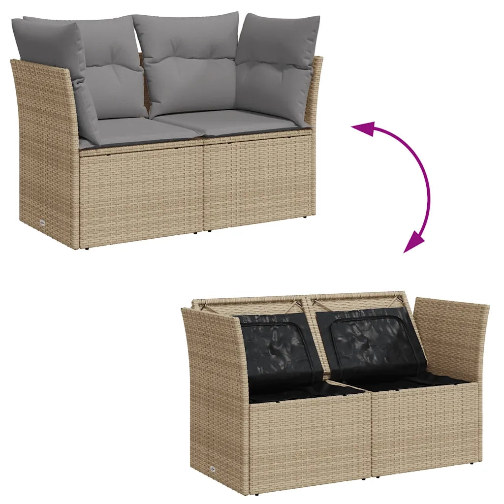 Divano da Giardino con Cuscini a 2 Posti-Sofa da giardino Beige in Polyrattan 169611