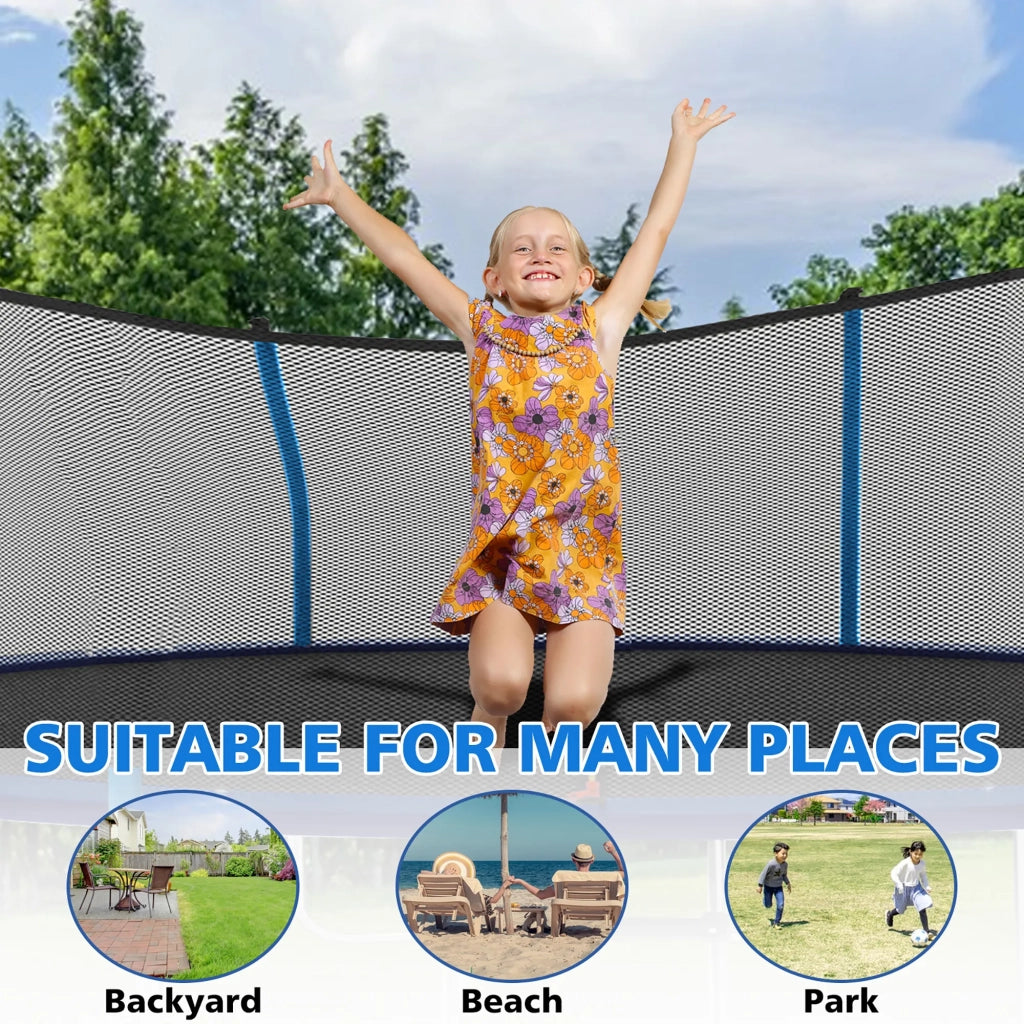 Trampolino 8FT da esterno, blu, con rete di sicurezza e scala, portata 181 kg
