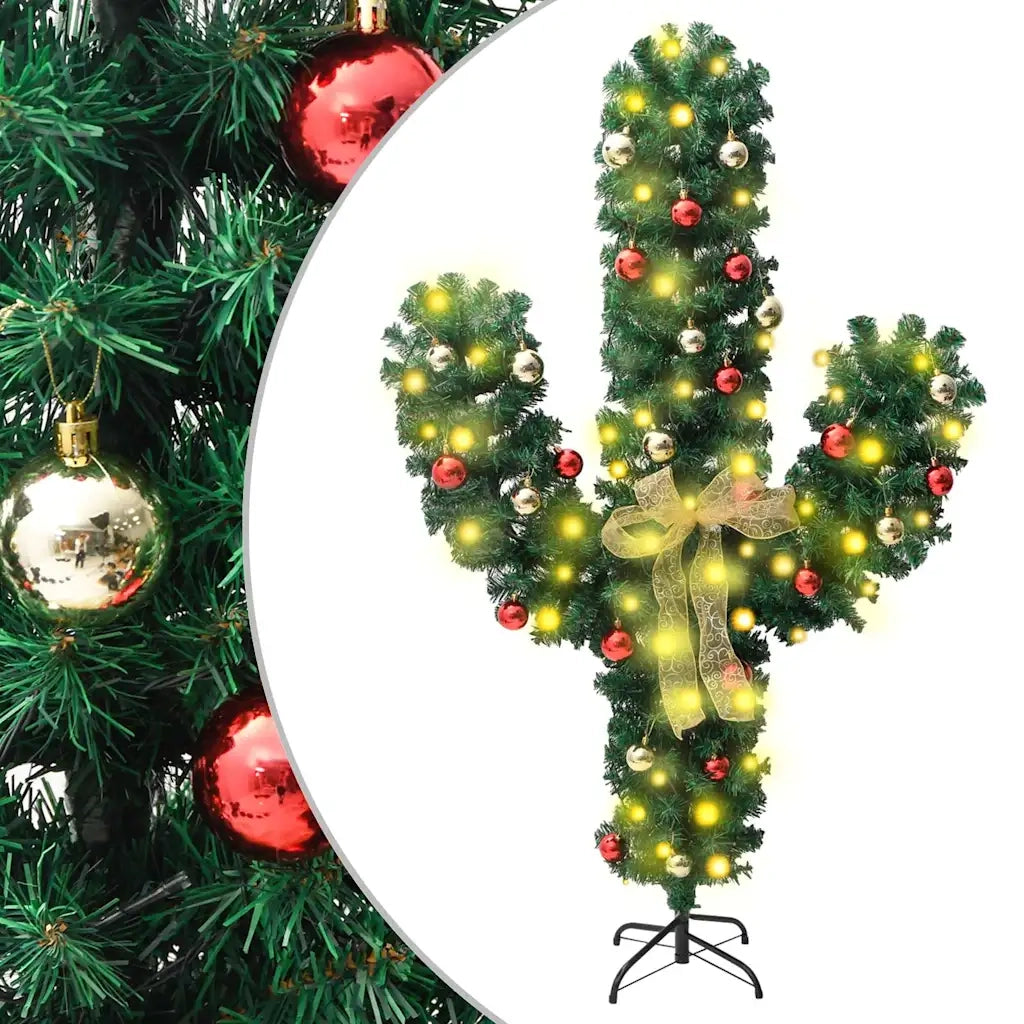 Cactus di Natale con Base e LED Verde 210 cm PVC 344657