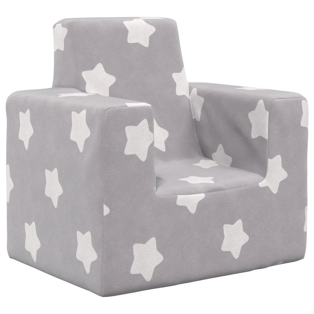 Divano per Bambini Grigio Chiaro con Stelle in Morbido Peluche 4104790