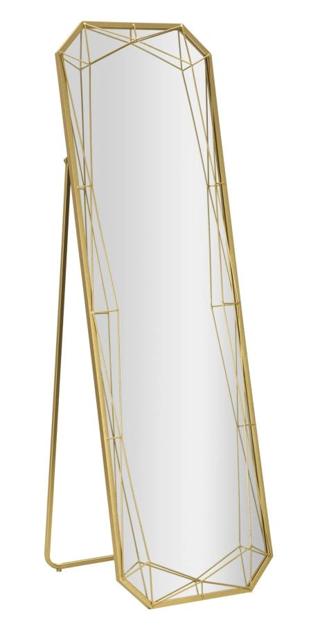 Specchio da Terra Gold 46x2x153 cm in Ferro e MDF e Specchio Oro