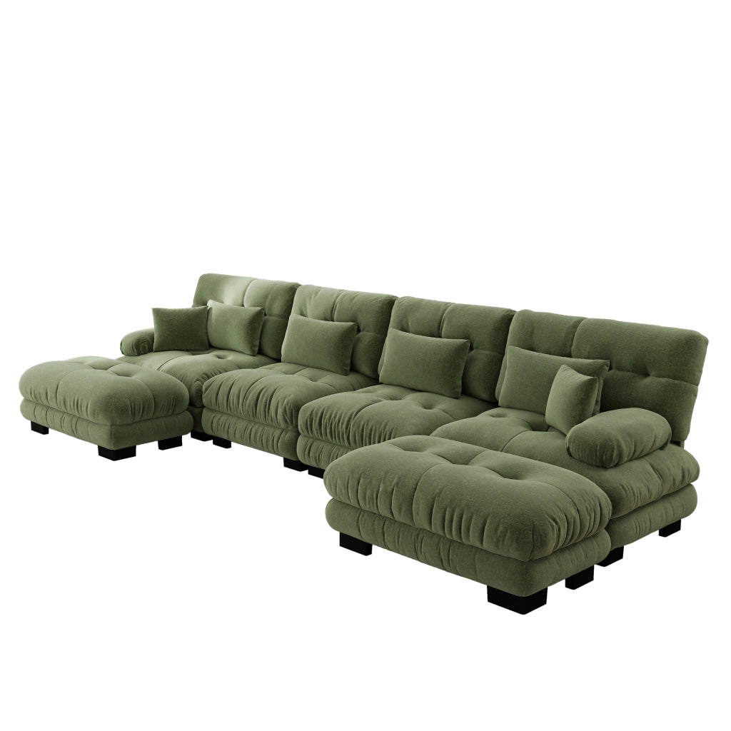 Divano Angolare U 4 Posti con Poggiapiedi ¨C Xylo ¨C Chenille Verde