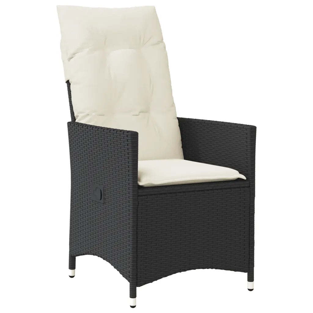 Set da Pranzo da Giardino 7 pz Nero con Cuscini in Polyrattan 3276683