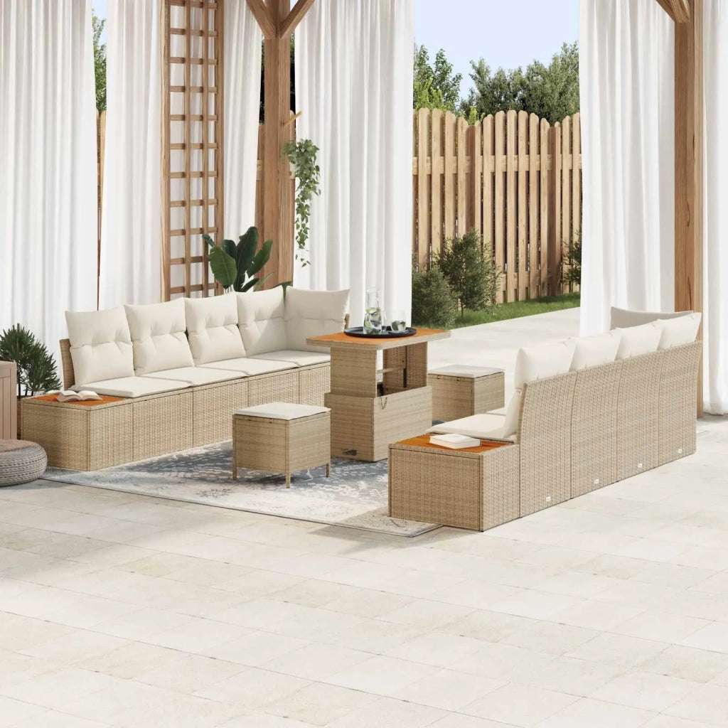 Set Divano da Giardino con cuscino 11 pcs Beige e Crema 3363281
