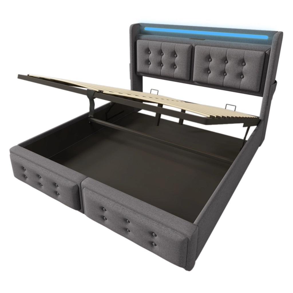 Letto imbottito 160x200 con testiera LED