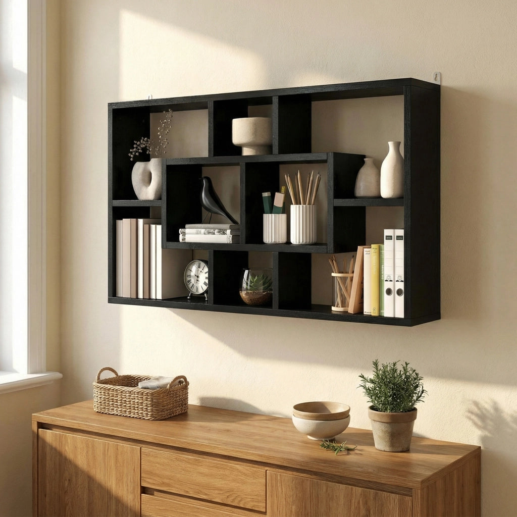 Libreria a Muro con 8 Cubi ¨C Xylo ¨C Nero 85x14,5x47,5 cm