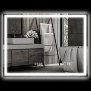 Specchio da bagno LED 80x60 cm con Bluetooth, orologio digitale, funzione antiappannamento e touch, argento