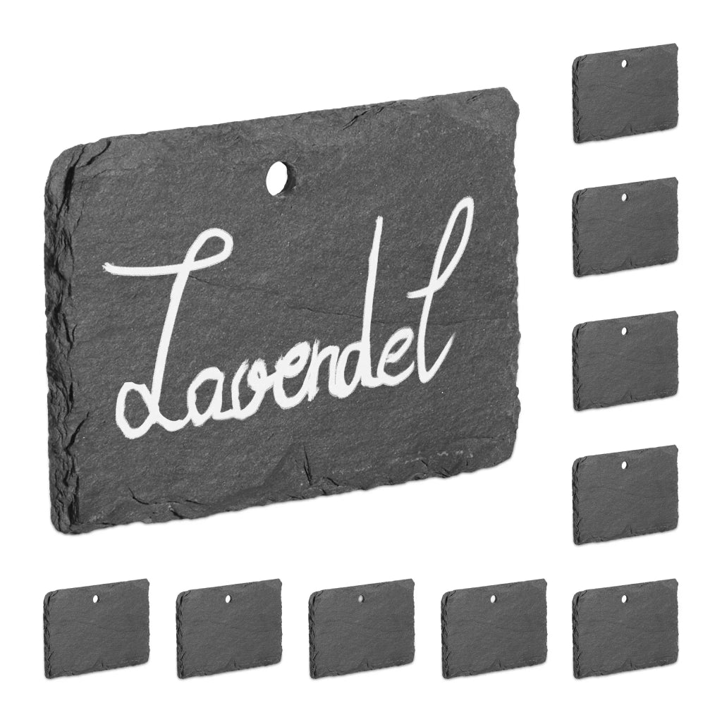 Set di 10 cartelli scrivibili per giardino 10 x 15 cm pratica decorazione per esterni in ardesia nera 13_0013907