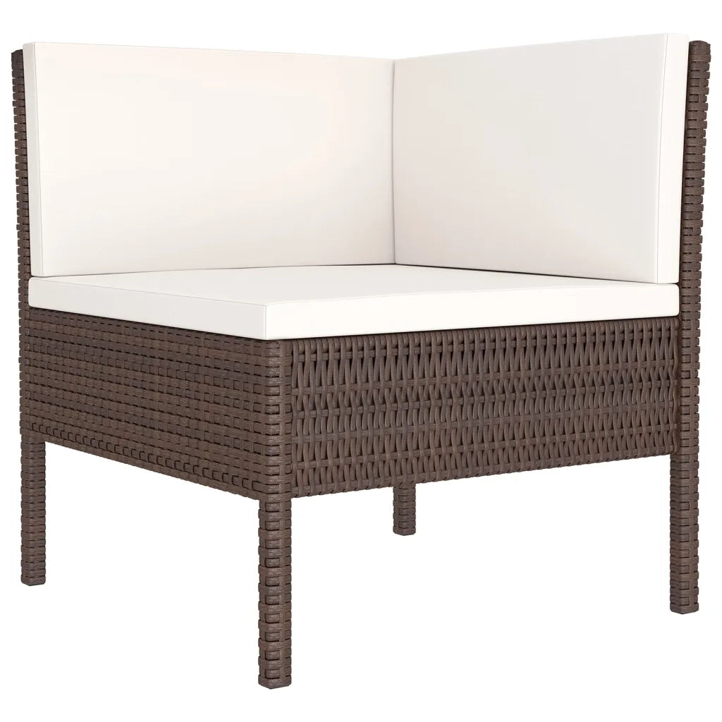 Set Divani da Giardino 7 pz con Cuscini in Polyrattan Marrone 3094535