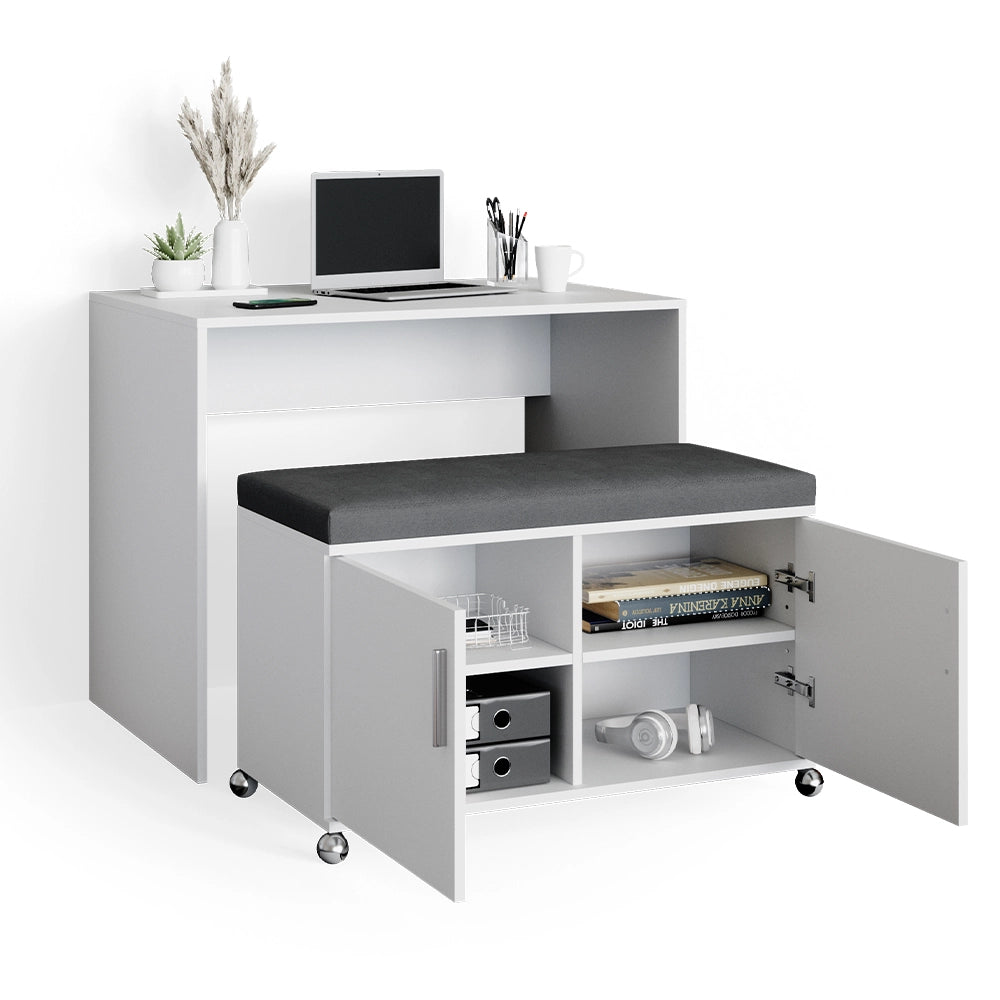 Vicco Scrivania con ruote Bianco 93.2 cm
