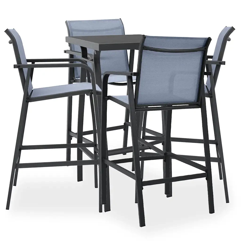 Set Bar da Giardino 5 pz Nero e Grigio 3073575