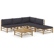 Set Salotto da Giardino 6pz con Cuscini Grigio Scuro Bambù 3058236