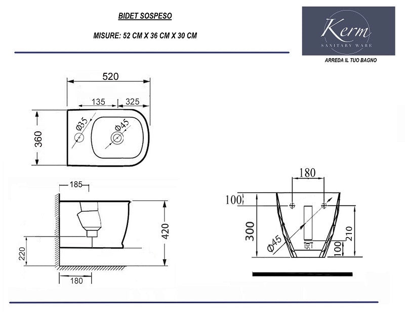 Sanitari Squadrati Sospesi Rimless a Risparmio Idrico con sedile