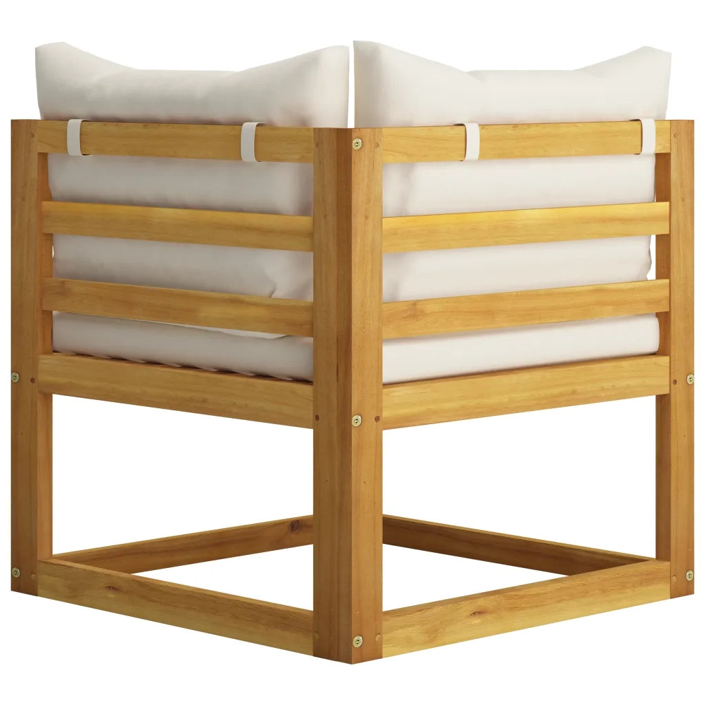 Divano da Giardino a 3 Posti con Cuscino Crema Massello Acacia 3057638