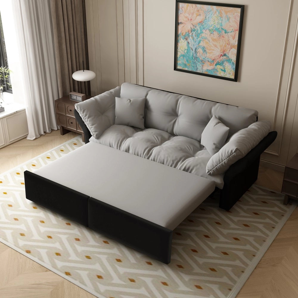 Divano Letto 3 Posti Estraibile con Cuscini ¨C Xylo ¨C Velluto Grigio Chiaro