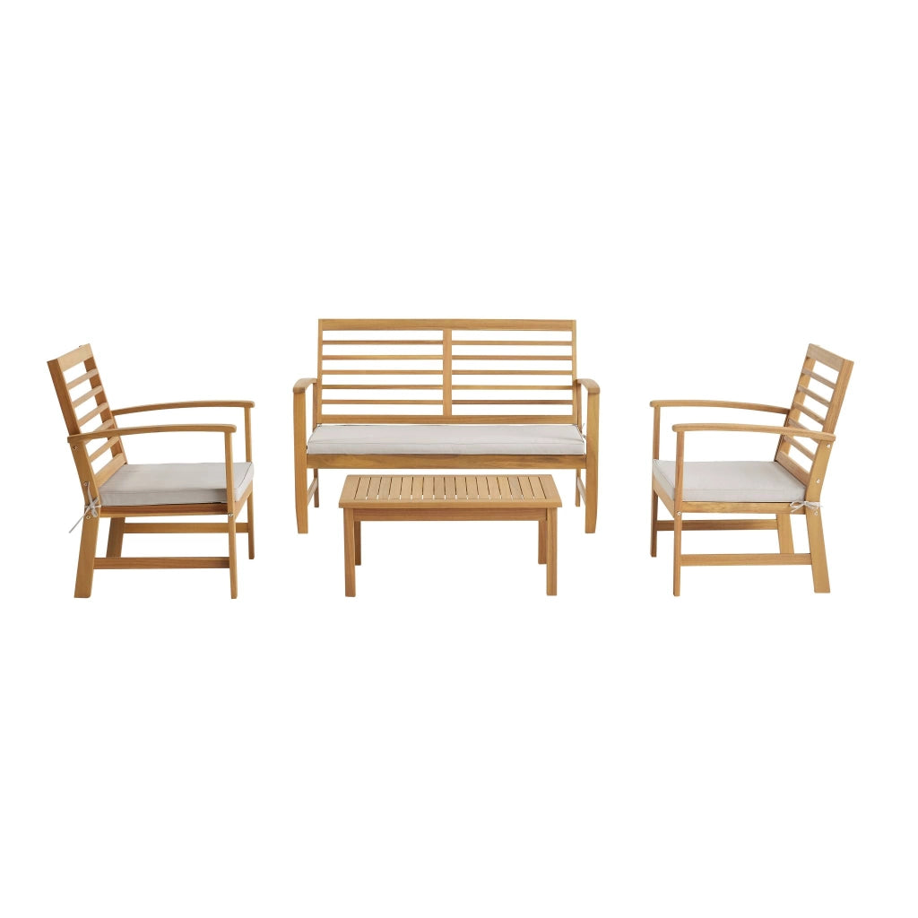 Set da giardino in legno di acacia per 4 persone, beige