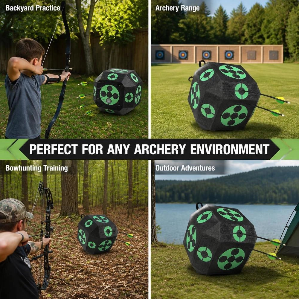 381 X 381 X 381 Mm Archery Target, Cube Archery Target For Recurve Bows, Compound Bows Or Longbows, Portable Bow Arrow Target For Children, Youth, And Adults, Black