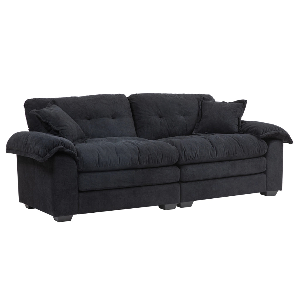 Divano 2 posti in Chenille 213x89 cm con cuscini doppio strato (Memory Foam e molle insacchettate) per soggiorni e uffici
