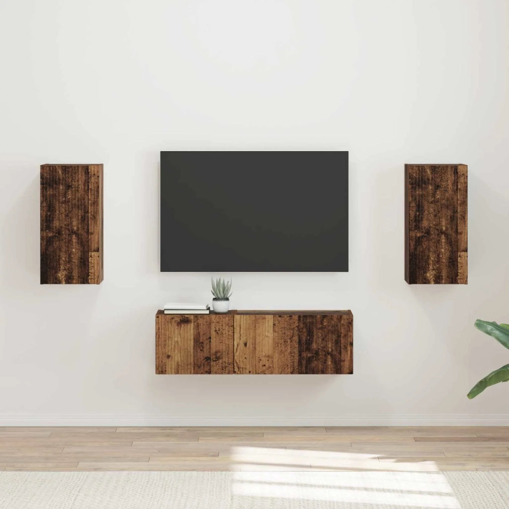 Set di Mobiletto da TV a Parete 4 pcs Legno vecchio 3408914