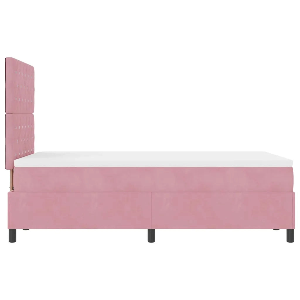 Letto a molle con materasso Rosa 120 x 190 cm Velluto 3339757