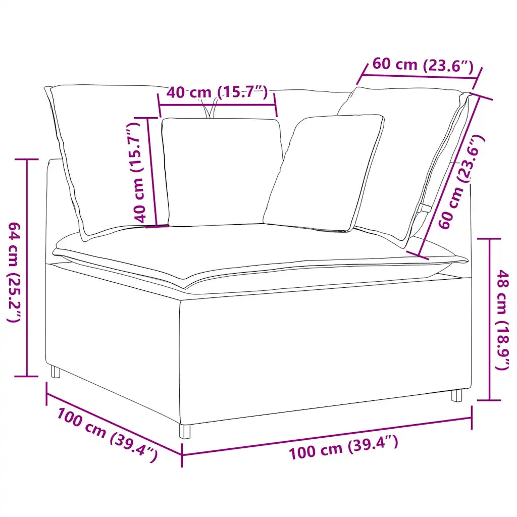 Modulo Angolare Divano Modulare con Cuscini Grigio Nuvola 100cm CFW6462437