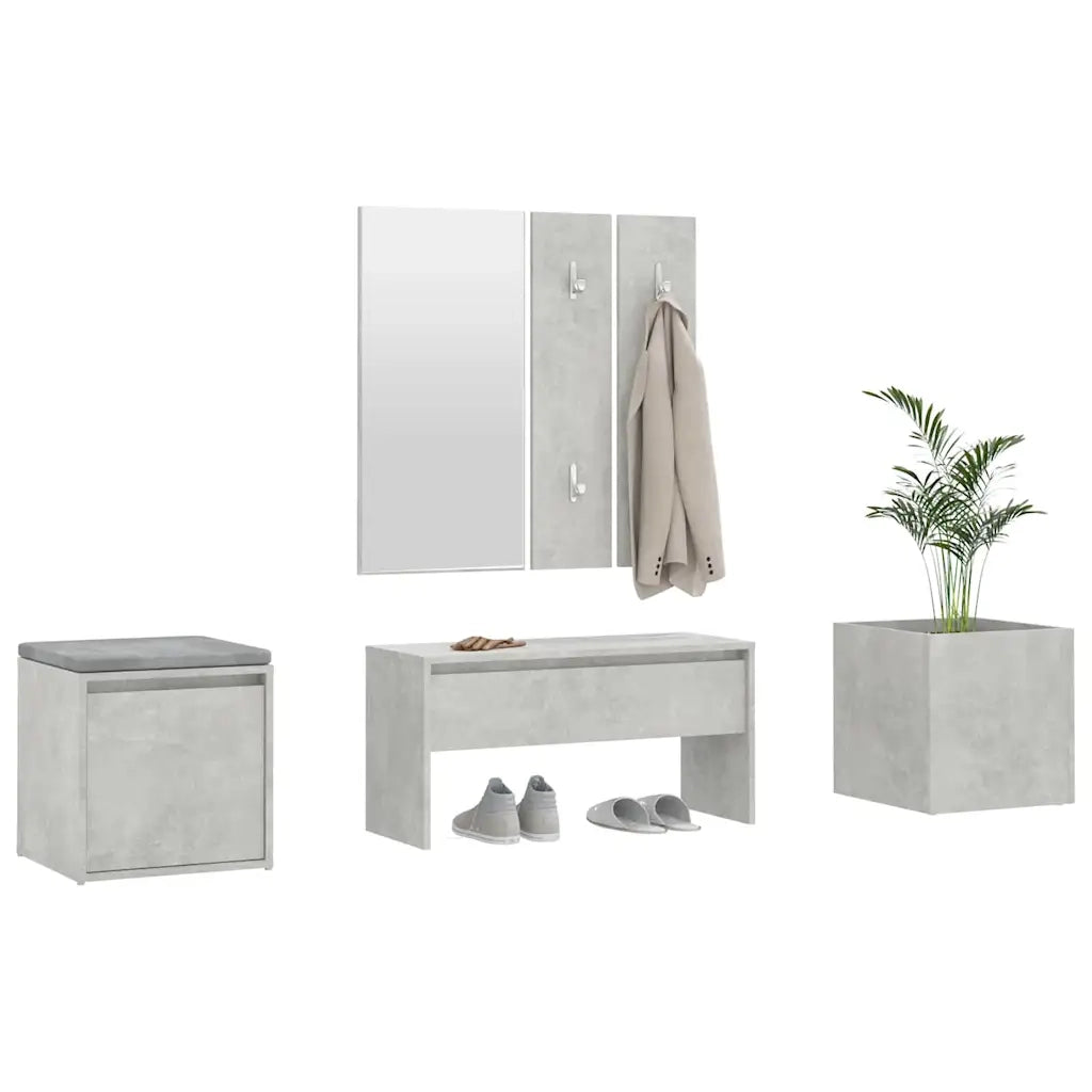 Set di Mobili da Corridoio Grigio Cemento in Legno Multistrato 3082066