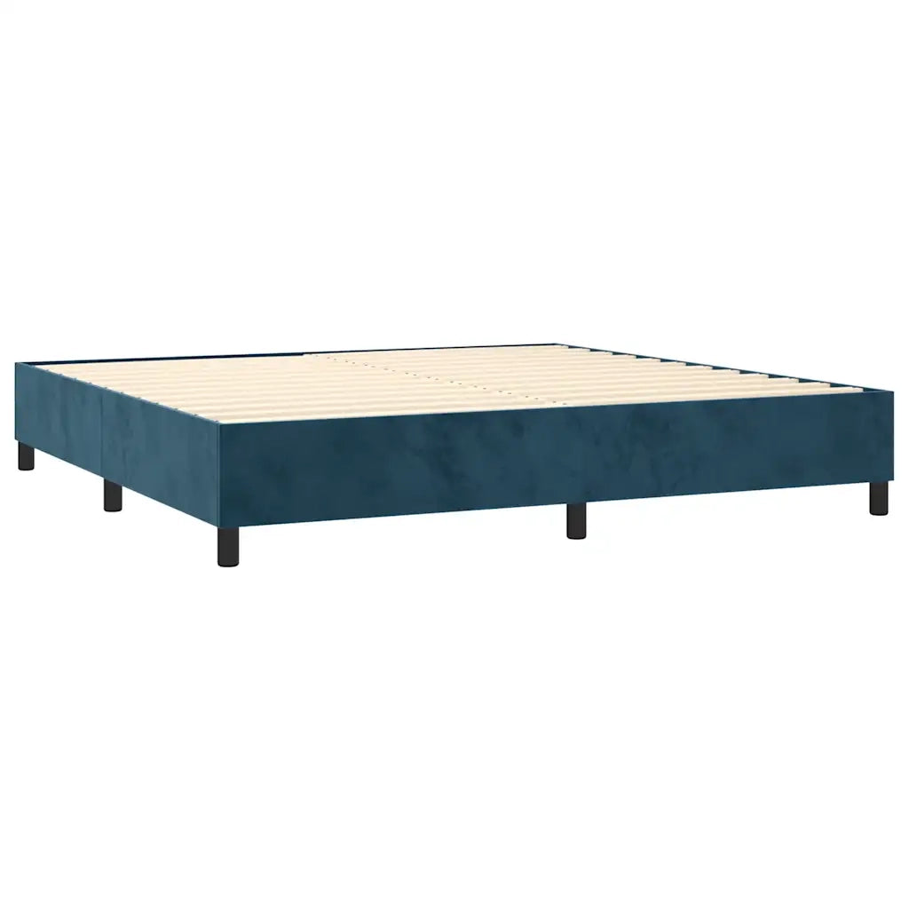 Letto a Molle con Materasso e LED Blu Scuro 200x200 cm 3139587