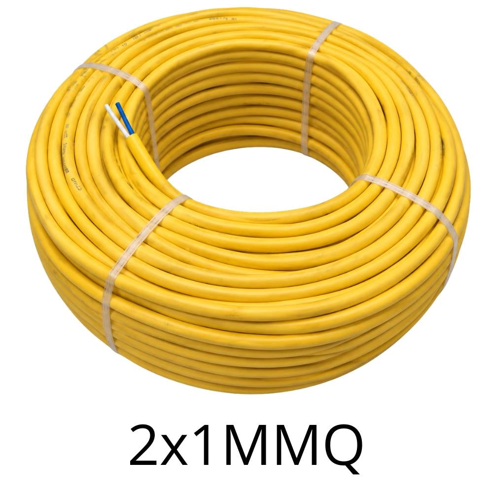 Cavo twistato 2x1 mm² per videocitofonia audio video giallo flessibile pvc resistente *** lunghezza metri 50, confez...
