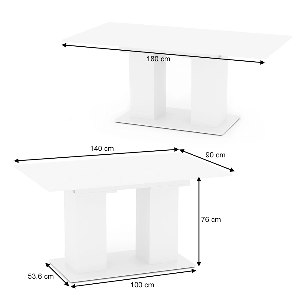 Vicco Tavolo da pranzo allungabile Bianco 90 x 140 cm