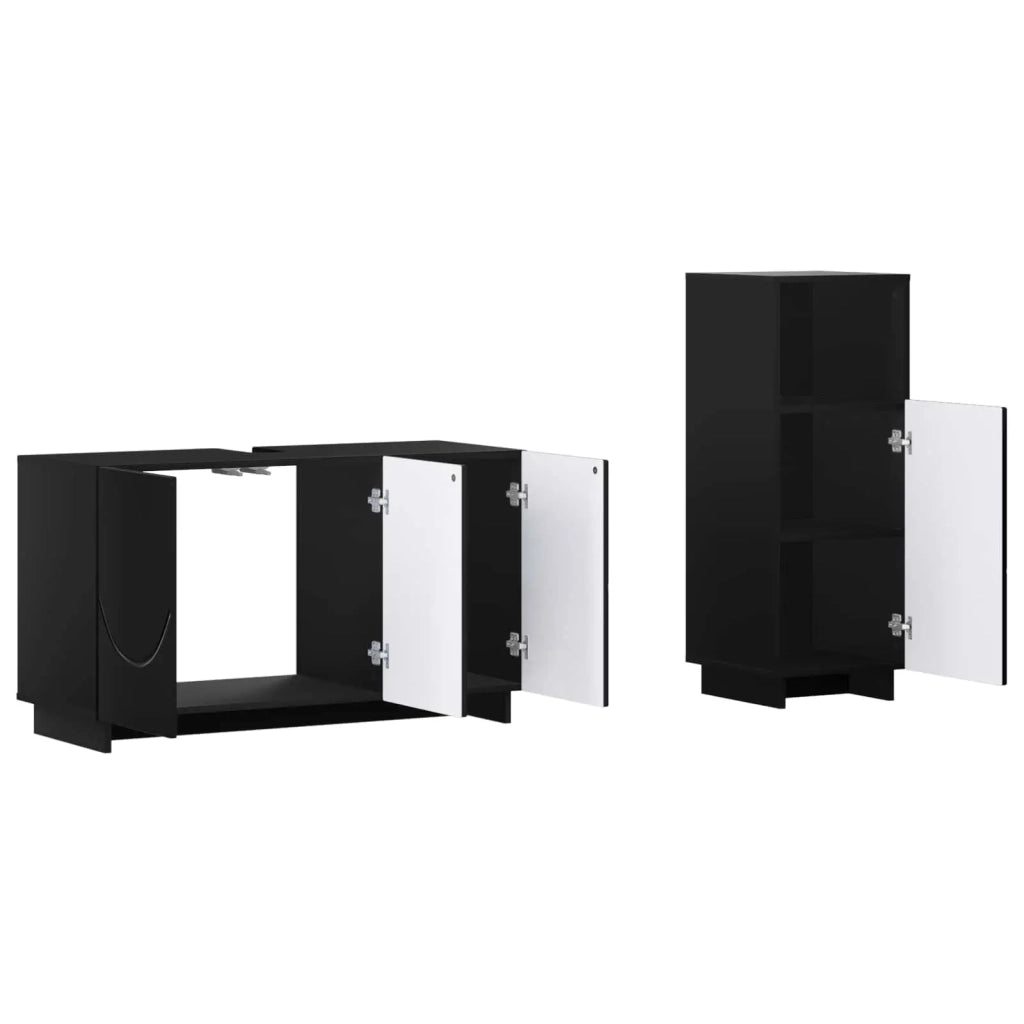 Set mobili da bagno 2 pz Nero Legno ingegnerizzato 3433074