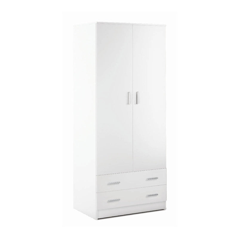 Armadio 2 Ante 2 Cassetti Kit Bianco Lisco cm 77x52x182h - Sarmog