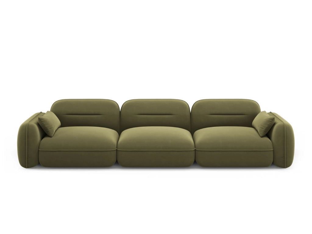 Cosmopolitan Design - Divano modulare "Sydney" 4 posti in velluto verde chiaro 