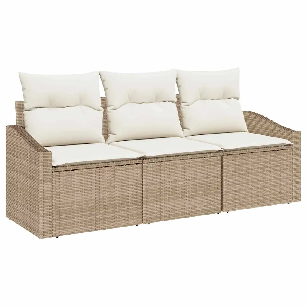 Set Divano da Giardino 3 pcs Beige e Bianco polyrattan 3355250
