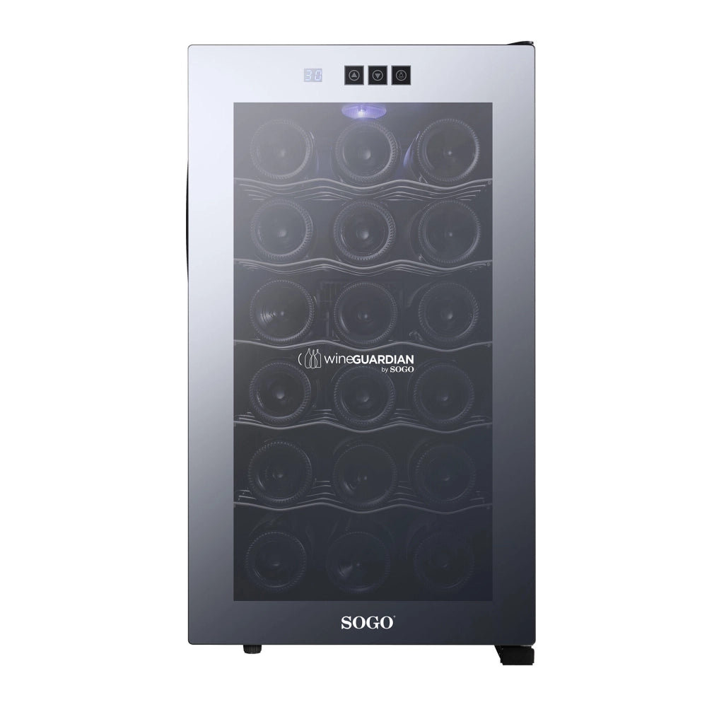Cantinetta vino 18 bottiglie 48L, temperatura 12-18°C con display touch e porta vetro silenziosa <27dB - Sogo