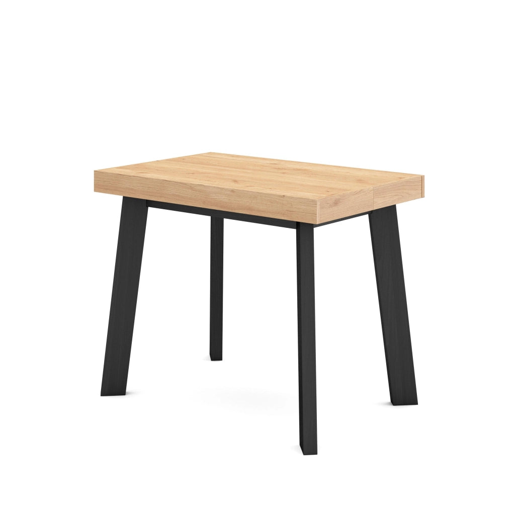Consolle allungabile, 140x90x73cm, Per 6 persone, Gambe in legno, colore Rovere e nero RF3032