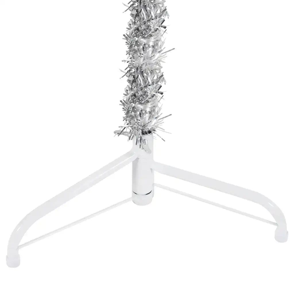 Albero Natale Artificiale Sottile a Met¨¤ Supporto-Albero Natalizio Argento 240cm