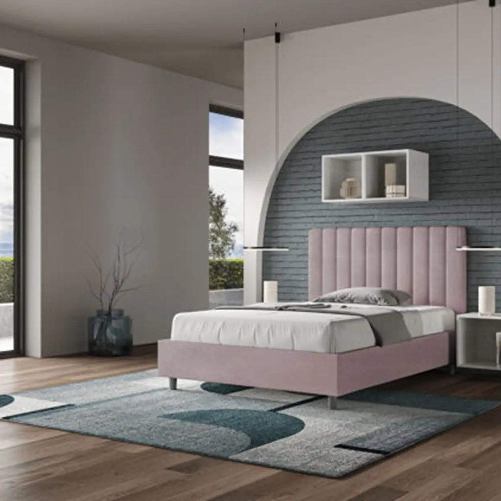 Letto una piazza e mezza senza rete imbottito 120x190 microfibra glicine Agueda