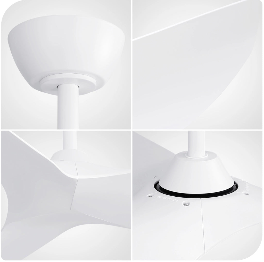 Ventilatore da soffitto 96 cm reversibile con telecomando e timer in ABS bianco opaco